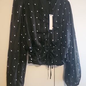 Elegant Black and White Polka Dot Blouse